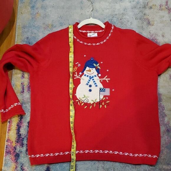 Christopher & Banks Hand Embroidered Christmas Sweater w/American Flag Size XL - Picture 11 of 11